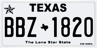TX license plate BBZ1820