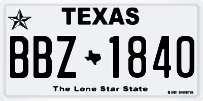 TX license plate BBZ1840
