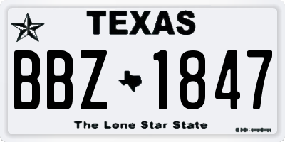 TX license plate BBZ1847