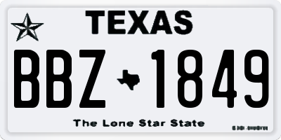 TX license plate BBZ1849