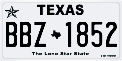 TX license plate BBZ1852