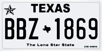 TX license plate BBZ1869