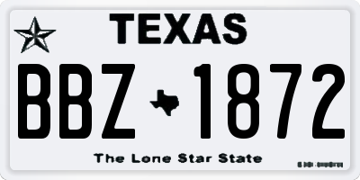 TX license plate BBZ1872