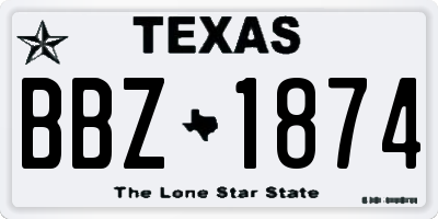 TX license plate BBZ1874
