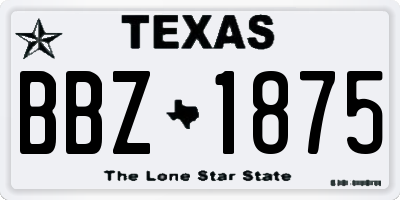 TX license plate BBZ1875