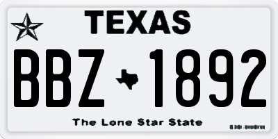 TX license plate BBZ1892