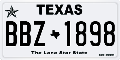 TX license plate BBZ1898