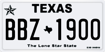 TX license plate BBZ1900