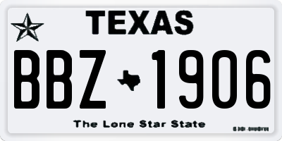 TX license plate BBZ1906