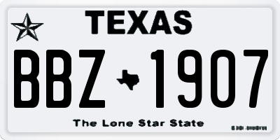 TX license plate BBZ1907