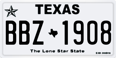 TX license plate BBZ1908