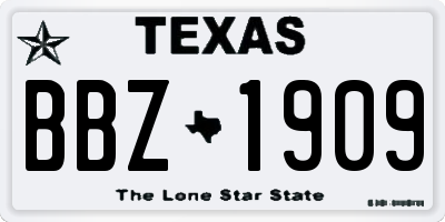 TX license plate BBZ1909