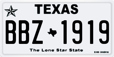 TX license plate BBZ1919