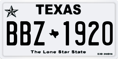 TX license plate BBZ1920