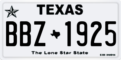 TX license plate BBZ1925