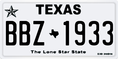 TX license plate BBZ1933