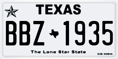 TX license plate BBZ1935