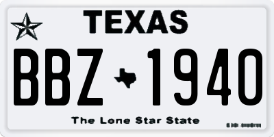 TX license plate BBZ1940