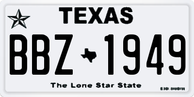 TX license plate BBZ1949