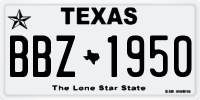 TX license plate BBZ1950