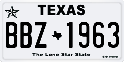 TX license plate BBZ1963