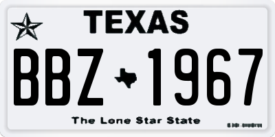 TX license plate BBZ1967