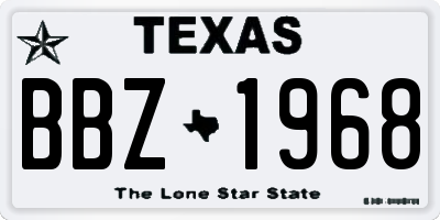 TX license plate BBZ1968