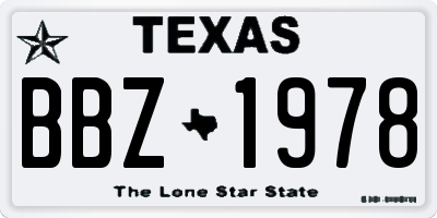 TX license plate BBZ1978
