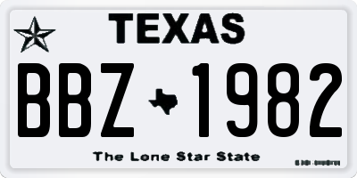 TX license plate BBZ1982