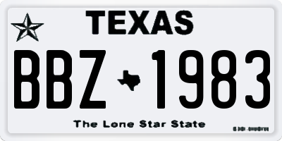 TX license plate BBZ1983