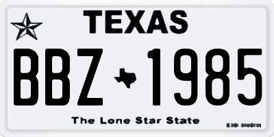 TX license plate BBZ1985