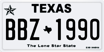 TX license plate BBZ1990