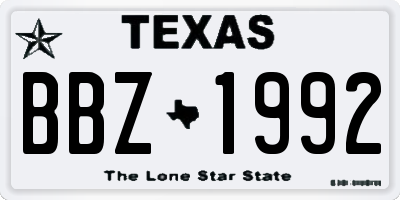 TX license plate BBZ1992