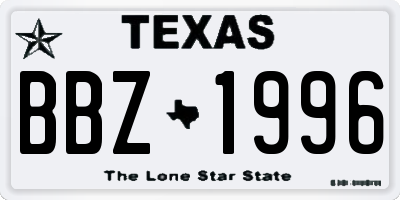 TX license plate BBZ1996