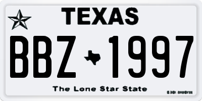 TX license plate BBZ1997