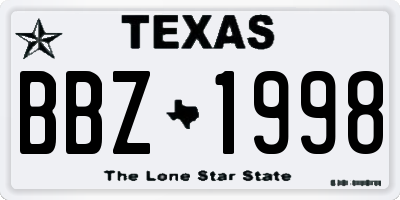 TX license plate BBZ1998