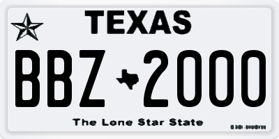 TX license plate BBZ2000