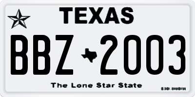 TX license plate BBZ2003