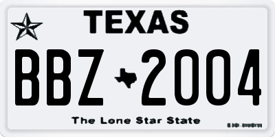 TX license plate BBZ2004