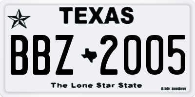 TX license plate BBZ2005