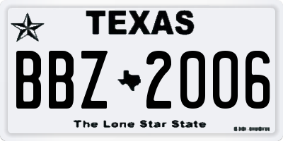 TX license plate BBZ2006