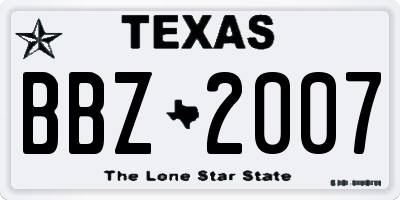 TX license plate BBZ2007