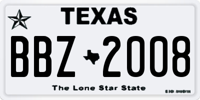 TX license plate BBZ2008