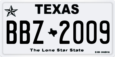 TX license plate BBZ2009
