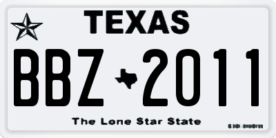 TX license plate BBZ2011