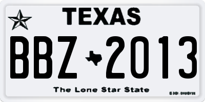 TX license plate BBZ2013