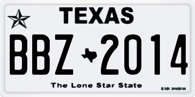 TX license plate BBZ2014