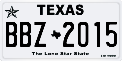 TX license plate BBZ2015