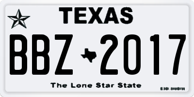 TX license plate BBZ2017