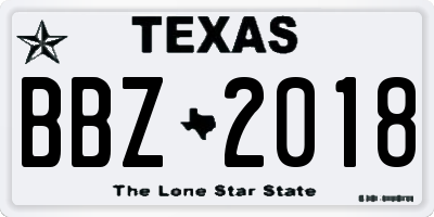 TX license plate BBZ2018